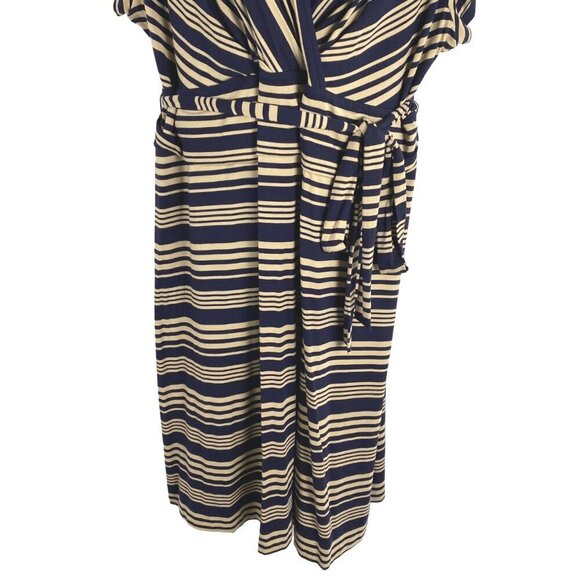 Talbots Dress Womens 3XP Jersey Knit Striped V-Neck Stretch Tie Waist DR-1526 - Picture 5 of 8